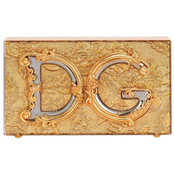 Dolce And Gabbana Box Plexiglass DG Girls Polyurethane Clutch Bag in Gold - Picture 1 of 12